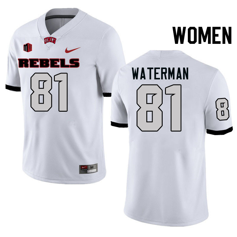 Women #81 Bryson Waterman UNLV Rebels College Football Jerseys Stitched-White